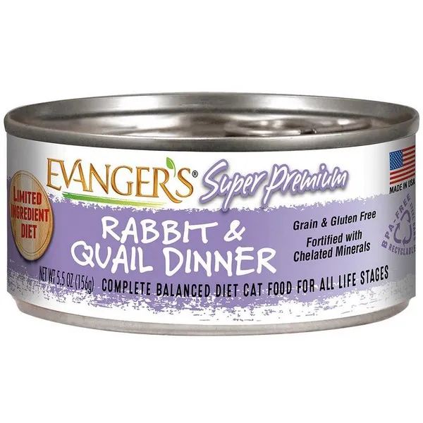 24/5.5 oz. Evanger's Super Premium Rabbit & Quail Dinner For Cats - Treat